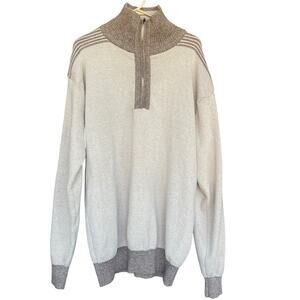 Pronti Sweater Men 3XL Beige Gray Half Zip Pullover Knit Acrylic Big Tall Casual